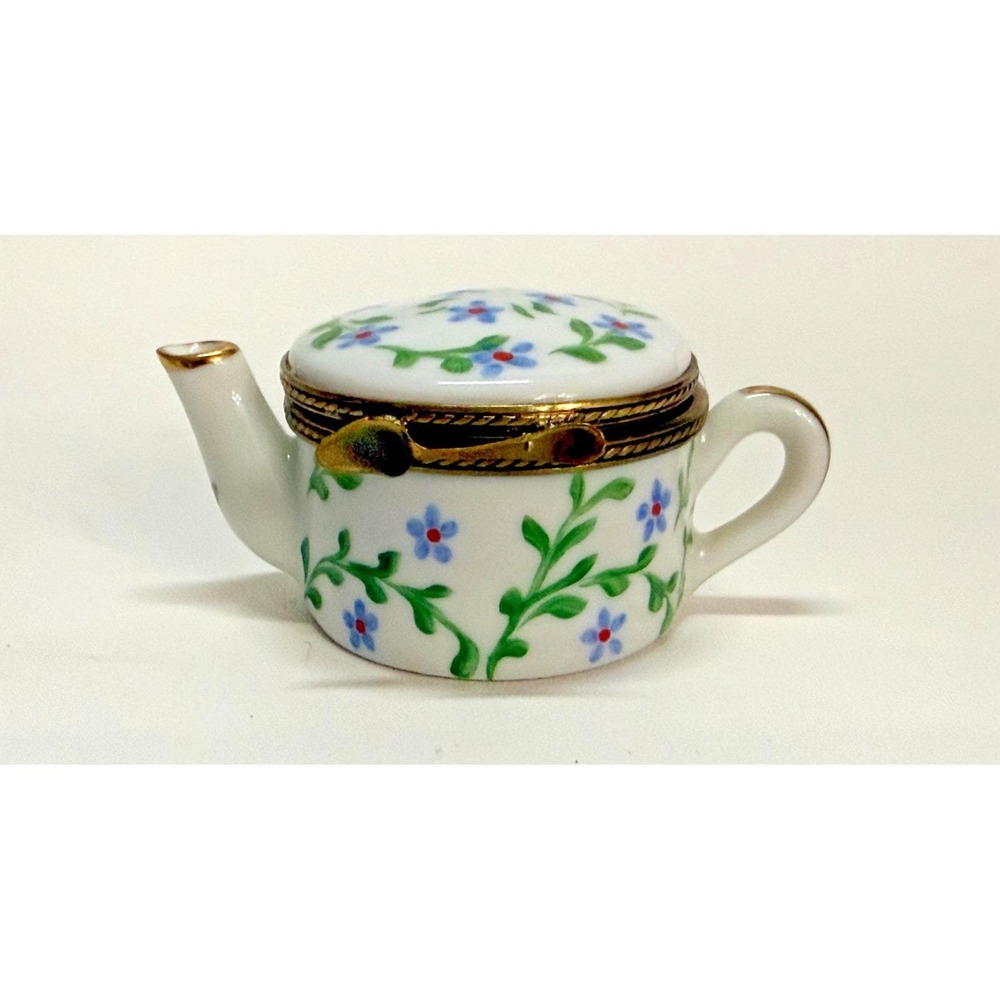 Vintage Limoges Import MJ Peint Main Teapot Trinket Box